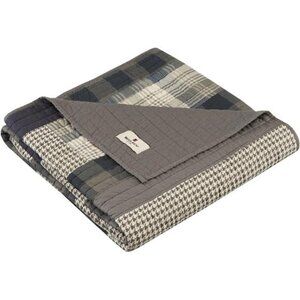 Quilted Cabin Throw Moose Patchwork Cotton Reversible Lightweight Couch Sofa